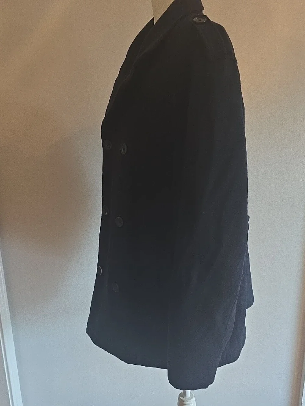 Men's Structure Double-Breasted Navy Peacoat Jacket